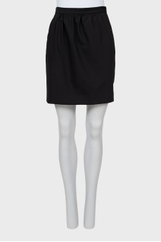 Straight cut wool mini skirt