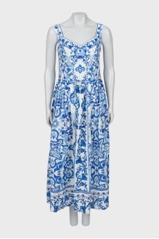 Printed sundress with raised seams
