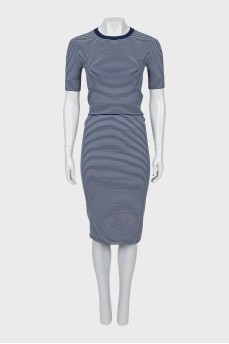 Striped suit with skirt