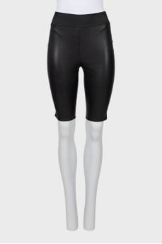 Black leather bike shorts