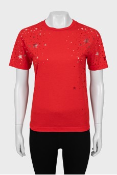 Red mesh T-shirt