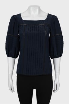 Silk blouse with voluminous sleeves
