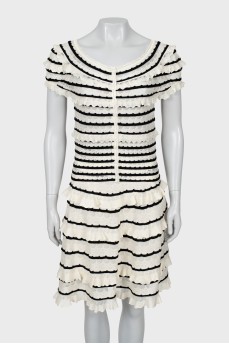 Ruffled cardigan and skirt suit