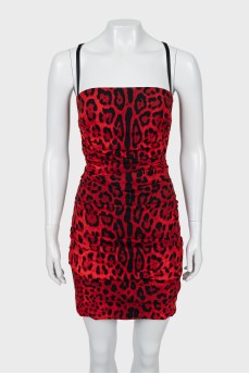 Animal print dress with draping