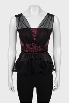 Vintage top decorated with flowers