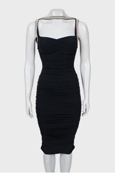 Draped dress decorated with crystals