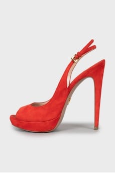 Red open toe sandals