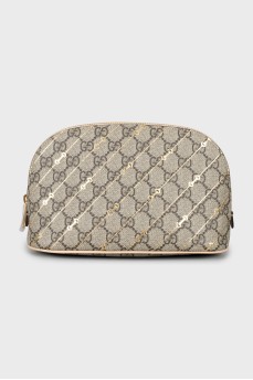 Cosmetic bag in branded print