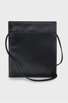 Leather crossbody bag with tag