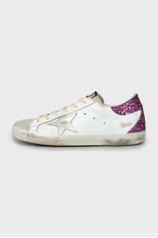 Leather sneakers decorated with sequins