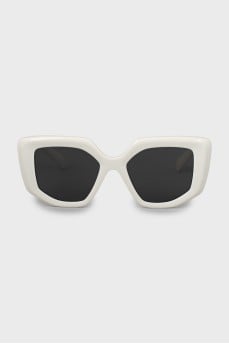 White sunglasses with logo on arms