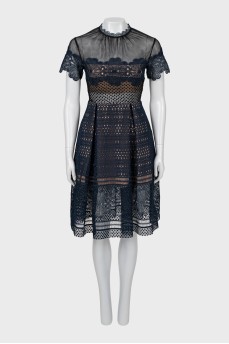 Fitted dress with mesh insert