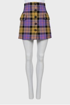 Checkered wool skirt