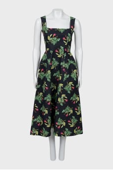 Printed fitted midi dress