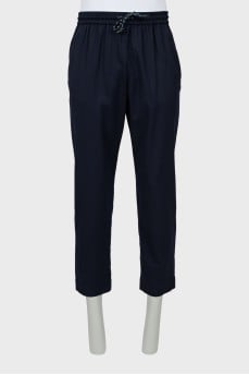 Men's wool trousers with elastic