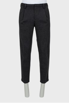 Gray men's tapered trousers