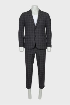 Men's checked wool suit