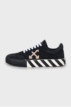 Textile sneakers with branded patch