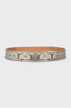 Belt made of textile and leather in print