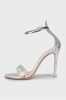 Silver high heel sandals