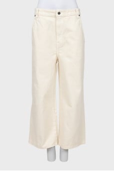 Beige high waist culotte jeans