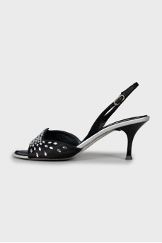 Stiletto sandals decorated with rhinestones