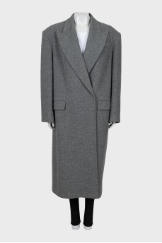 Wool coat with accent shoulders