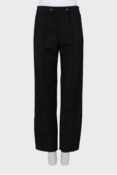 Wool trousers with white stripes
