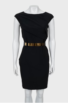 Black dress with gold belt