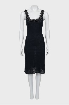Black dress decorated with flowers