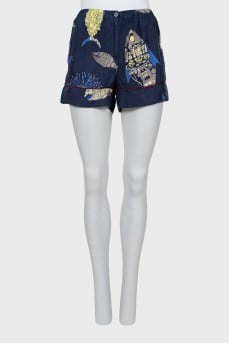 Silk fitted shorts
