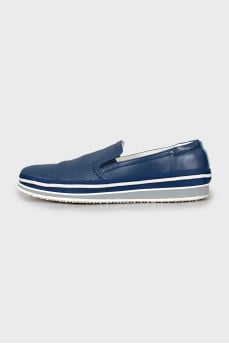 Men's leather moccasins with perforation