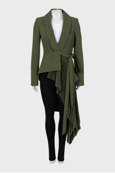 Green jacket with pleated insert