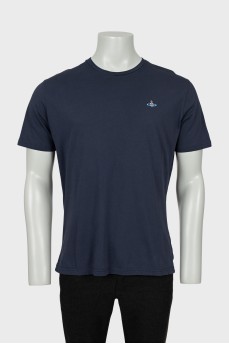 Men's blue T-shirt with embroidered logo