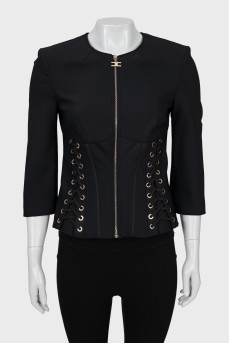 Fitted jacket decorated with lacing