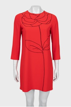 A-line dress decorated with embroidery