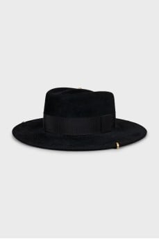 Black hat with metallic decoration