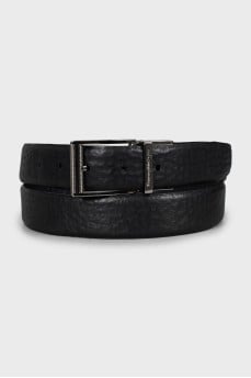Men's leather belt with silver buckle