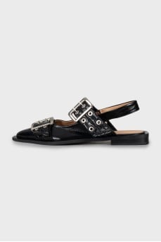 Faux Leather Slingbacks with Buckles