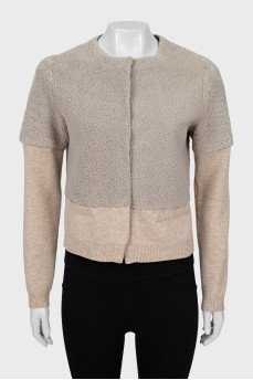 Cardigan with snap buttons and sheepskin insert