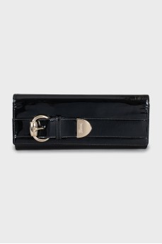 Patent leather clutch with buckle