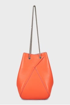 Leather bucket bag with chain
