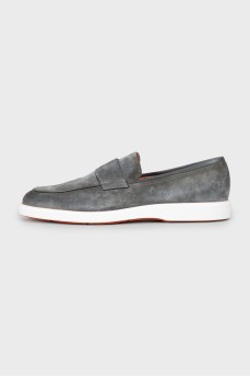 Men's gray suede loafers
