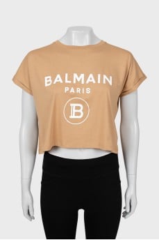 Crop T-shirt with signature print