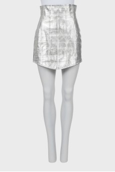 Silver leather skirt