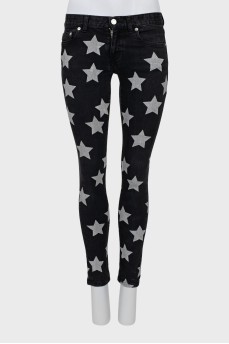 Black skinny fit jeans with print