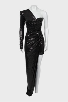 Asymmetrical dress with sequins