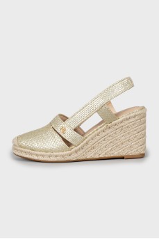 Gold woven sandals