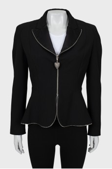 Fitted jacket with silver zipper