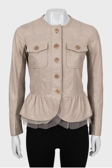 Leather jacket with mesh inserts